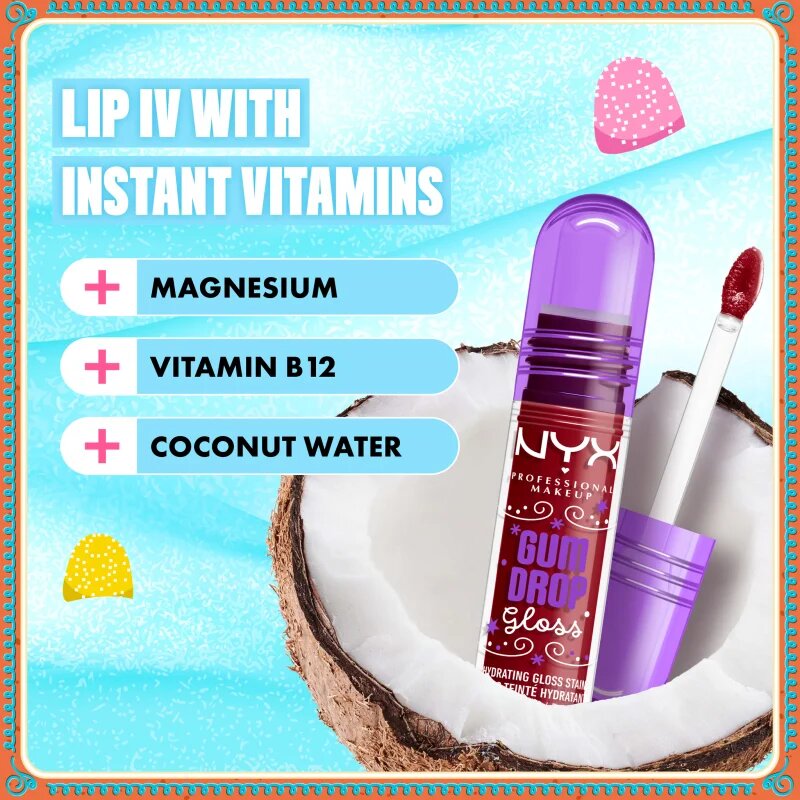 NYX Professional Makeup Gingerbaddie Land Gum Drop ajakfény árnyalat 03 Cranberry Splash 1 db