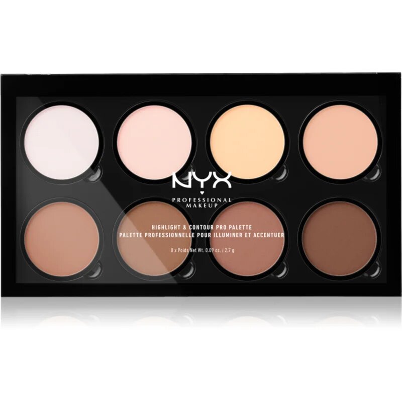 NYX Professional Makeup Highlight & Contour PRO Púderes highlight és kontúr paletta 8x27 g