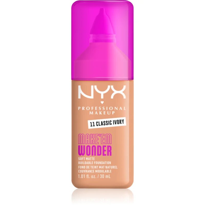 NYX Professional Makeup Make ‘Em Wonder könnyű mattító alapozó árnyalat 11 Classic Ivory 30 ml
