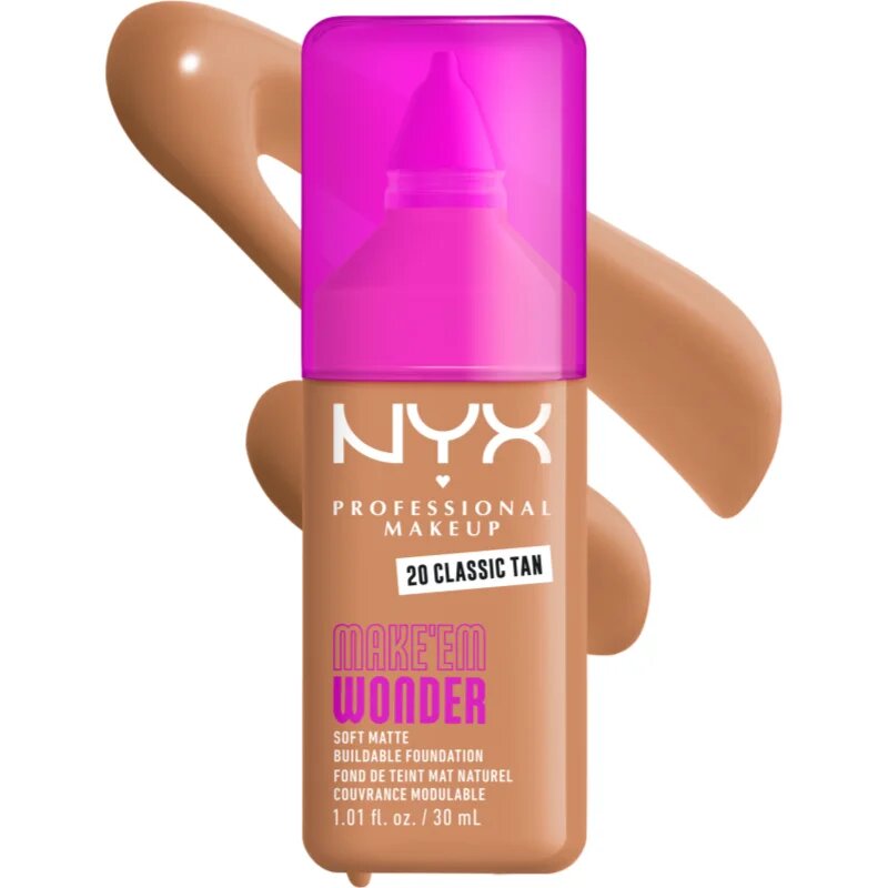 NYX Professional Makeup Make ‘Em Wonder könnyű mattító alapozó árnyalat 20 Classic Tan 30 ml