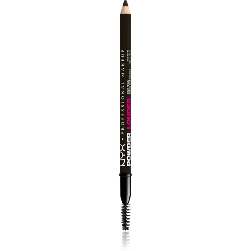 NYX Professional Makeup Powder Louder szemöldök ceruza kefével árnyalat Black 1 db
