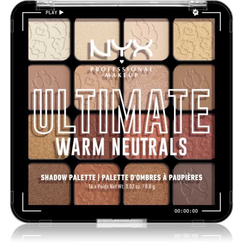 NYX Professional Makeup Ultimate Shadow Palette szemhéjfesték árnyalat Warm Neutrals 16x08 g