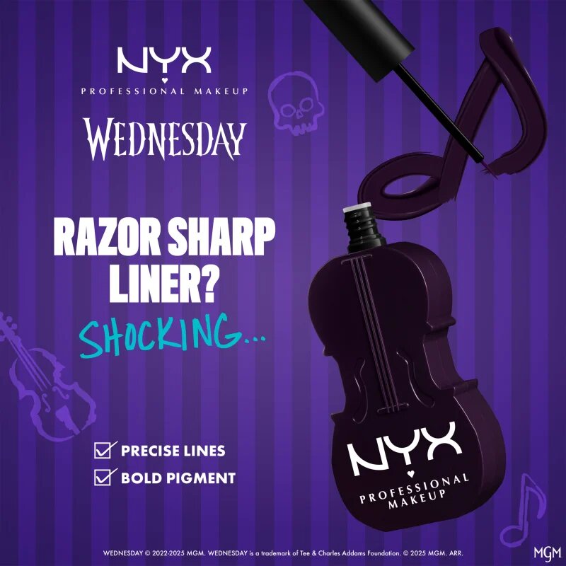 NYX Professional Makeup Wednesday Cello Liquid Liner szemceruza árnyalat 01 Purple 2 ml
