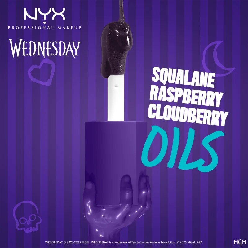 NYX Professional Makeup Wednesday Mystery Lip Oil ajak olaj árnyalat 01 Nightshade 4.8 ml