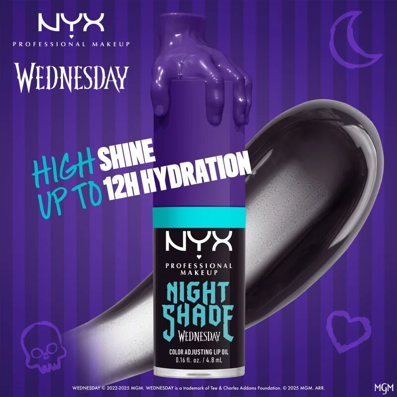 NYX Professional Makeup Wednesday Mystery Lip Oil ajak olaj árnyalat 01 Nightshade 4.8 ml