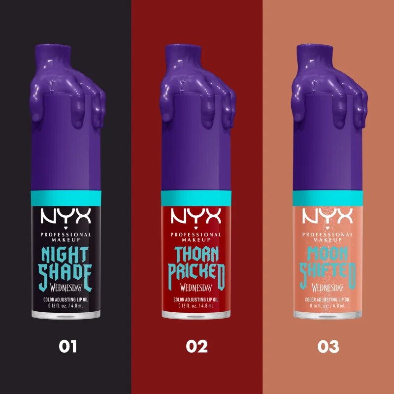 NYX Professional Makeup Wednesday Mystery Lip Oil ajak olaj árnyalat 01 Nightshade 4.8 ml