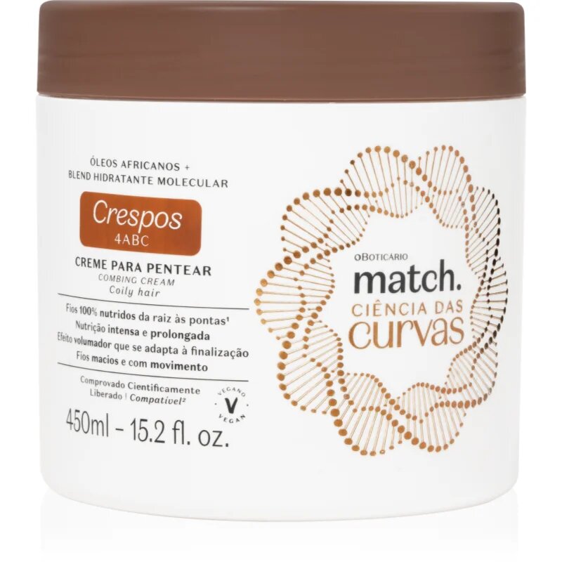 oBoticário Match. Science of Curves hidratáló krém a hullámos és göndör hajra 450 ml