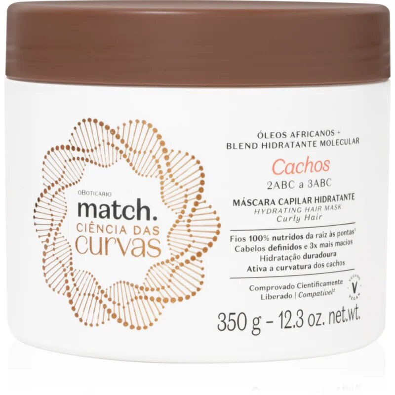 oBoticário Match. Science of Curves hidratáló maszk a hullámos és göndör hajra 350 ml