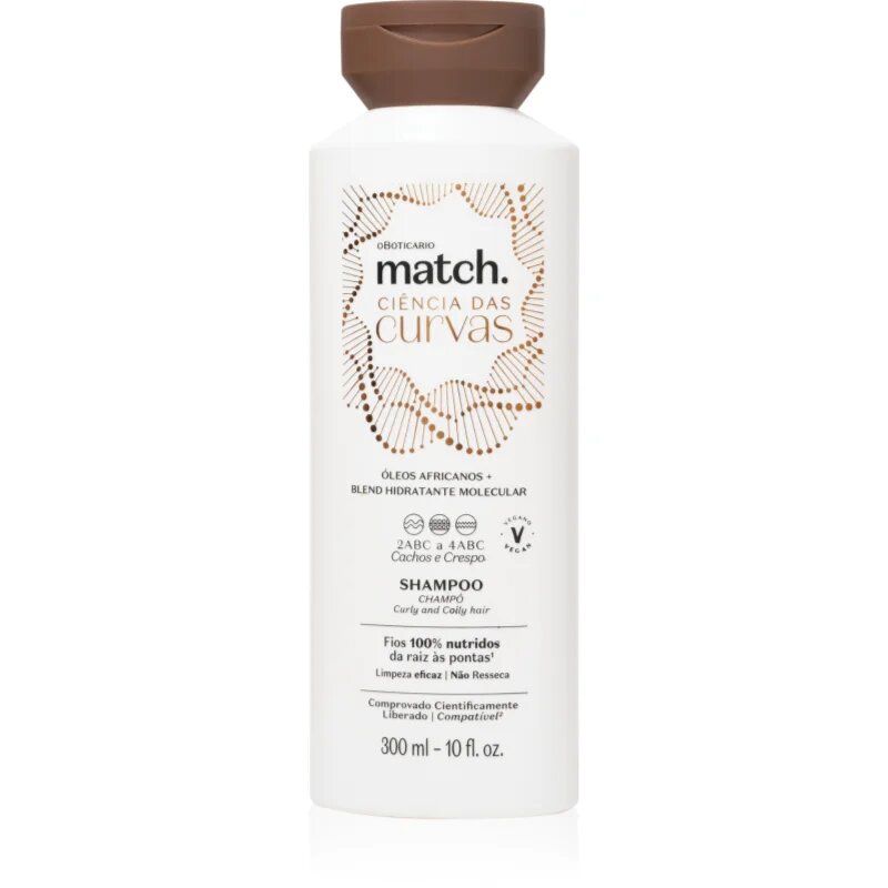 oBoticário Match. Science of Curves hidratáló sampon hullámos és göndör hajra 300 ml
