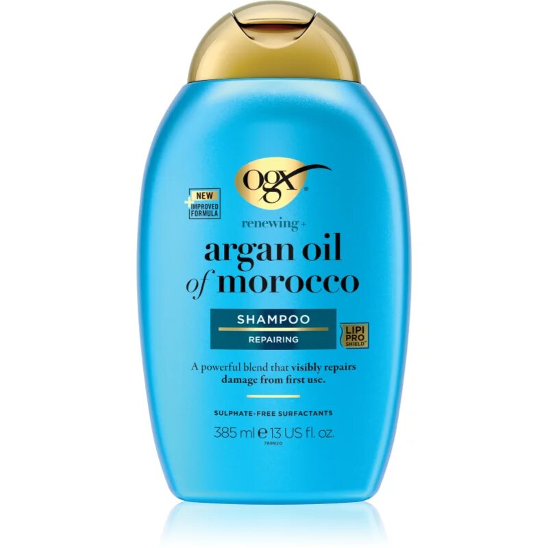 OGX Argan Oil Of Morocco megújító sampon a fénylő és selymes hajért 385 ml