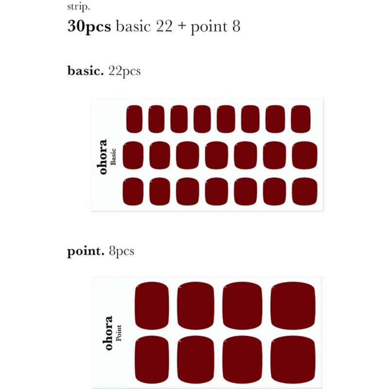 OHORA Gel Nail Sticker P Basic Pedicure körömmatrica lábakra árnyalat PBS-004 30 db