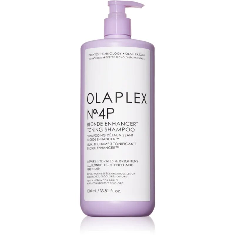 Olaplex N°4P Blond Enhancer Toning Shampoo lila tonizáló sampon semlegesíti a sárgás tónusokat 1000 ml