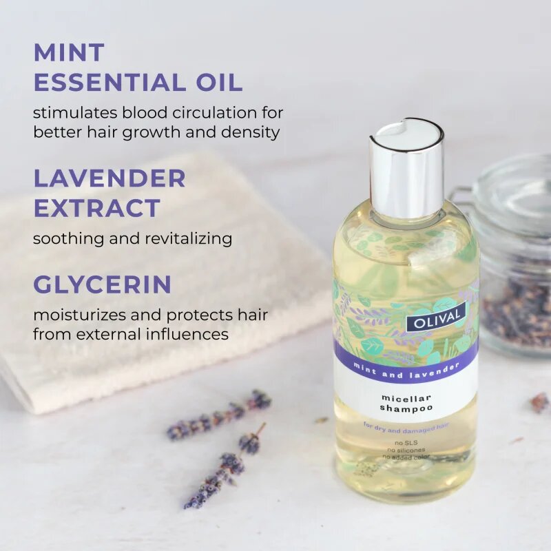 Olival Micellar Mint and Lavender micellás sampon száraz és sérült hajra 250 ml