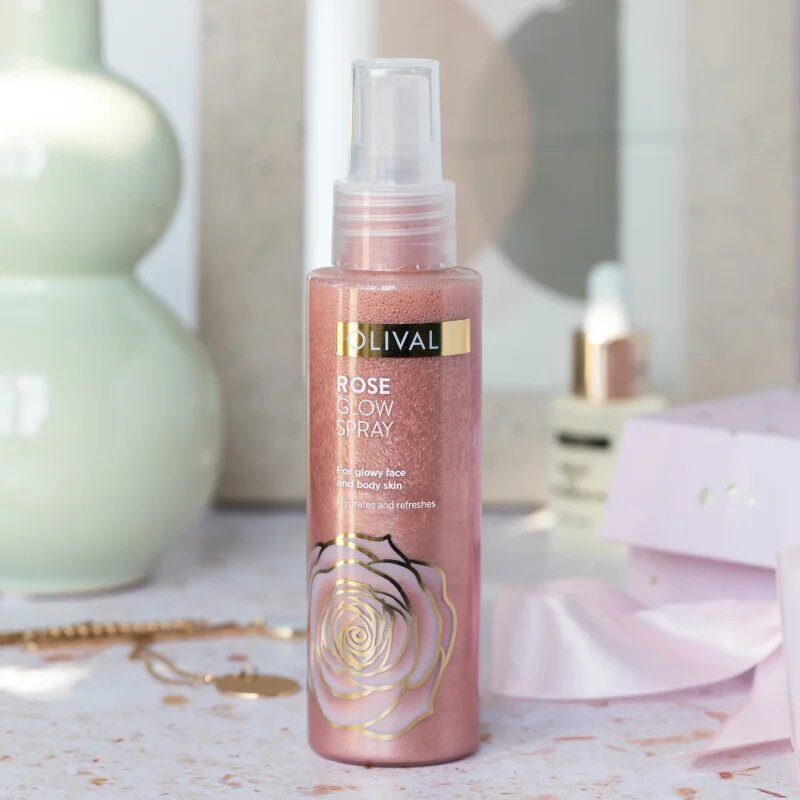 Olival Rose Glow Élénkítő spray arcra és testre csillámporral 100 ml