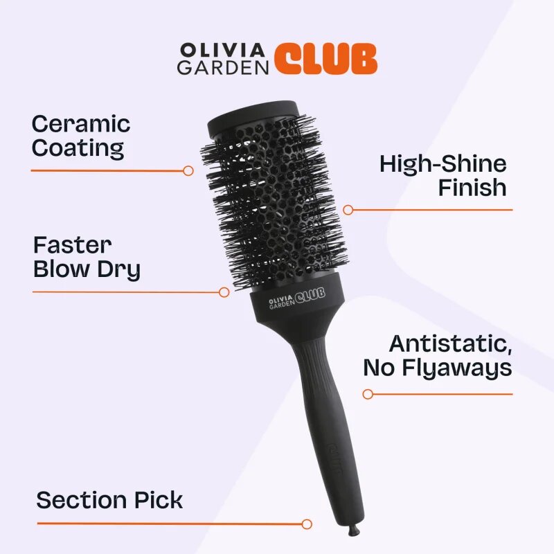 Olivia Garden Club The Glow Blowout Ceramic Round Brush Black körkefe L 1 db