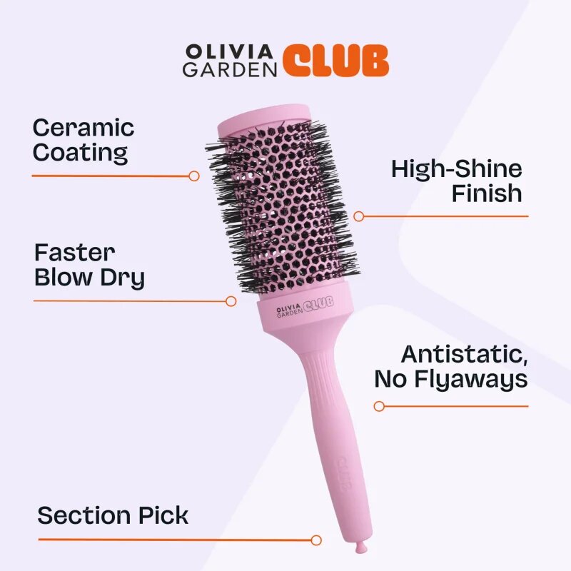 Olivia Garden Club The Glow Blowout Ceramic Round Brush Pink körkefe L 1 db