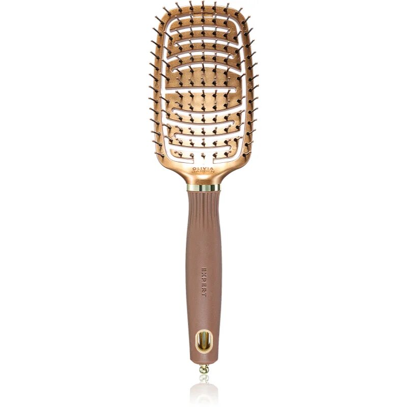 Olivia Garden Expert Flex lapos kefe nylon szálakkal Gold&Brown 1 db