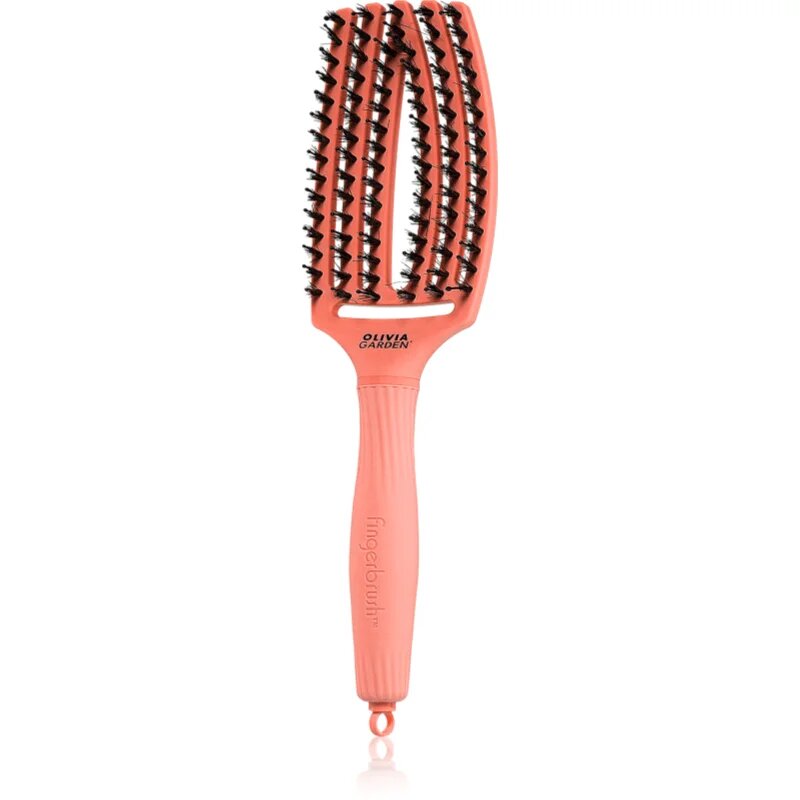 Olivia Garden Fingerbrush Boar & Nylon hajkefe nejlon- és vaddisznósörtékkel Radiant Peach 1 db