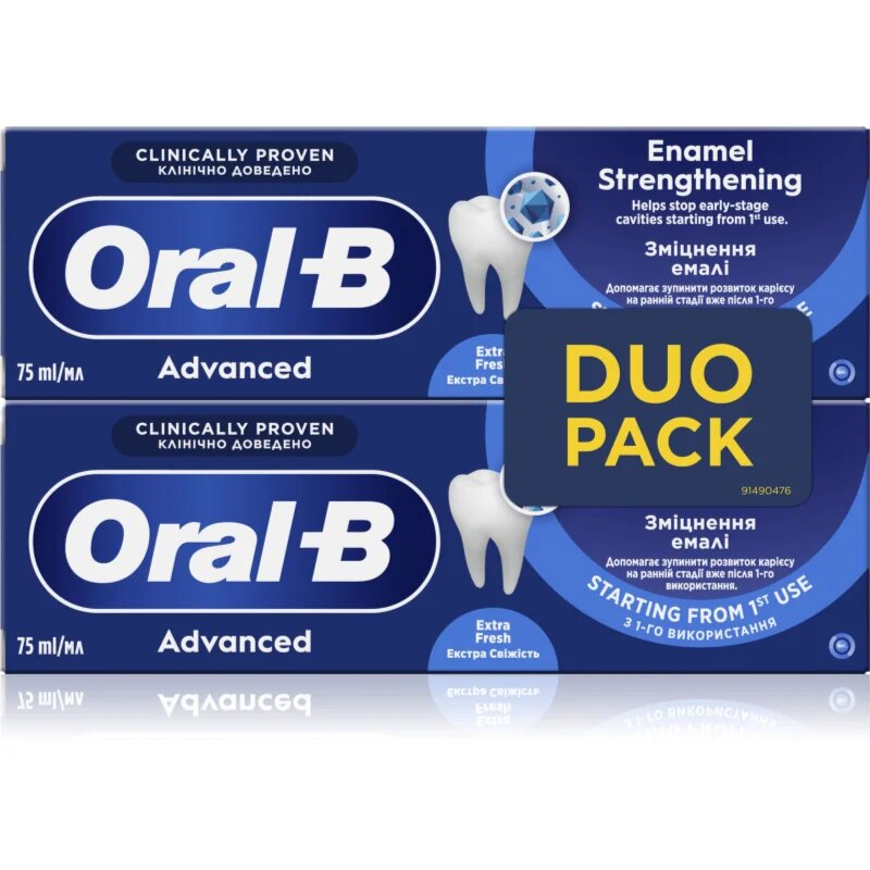 Oral-B Advanced Enamel Strengthening fogkrém a fogzománc megerősítésére Extra Fresh 2x75 ml