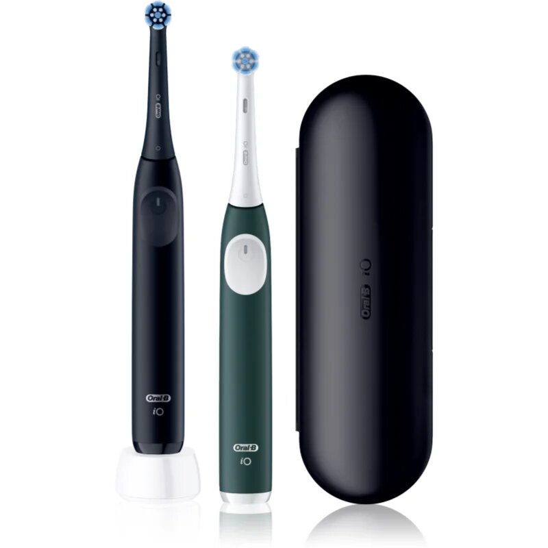 Oral-B iO2 Clean & Gentle elektromos fogkefe tokkal dupla csomagolás Matt Black & Forest Green