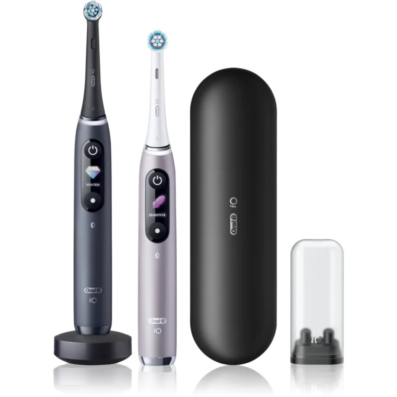 Oral-B iO9 2 db-os fogkefe szett töltőtokkal DUO Black Onyx & Rose Quartz 1 db