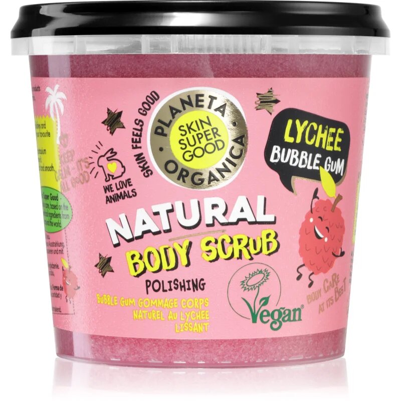 Organic Shop Skin Super Good Lychee Bubble Gum testpeeling a finom és sima bőrért 360 ml