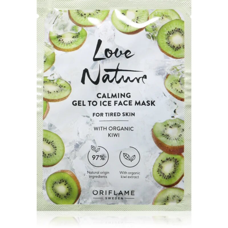 Oriflame Love Nature Gel To Ice Organic Kiwi nyugtató arcmaszk fáradt bőrre 10 ml
