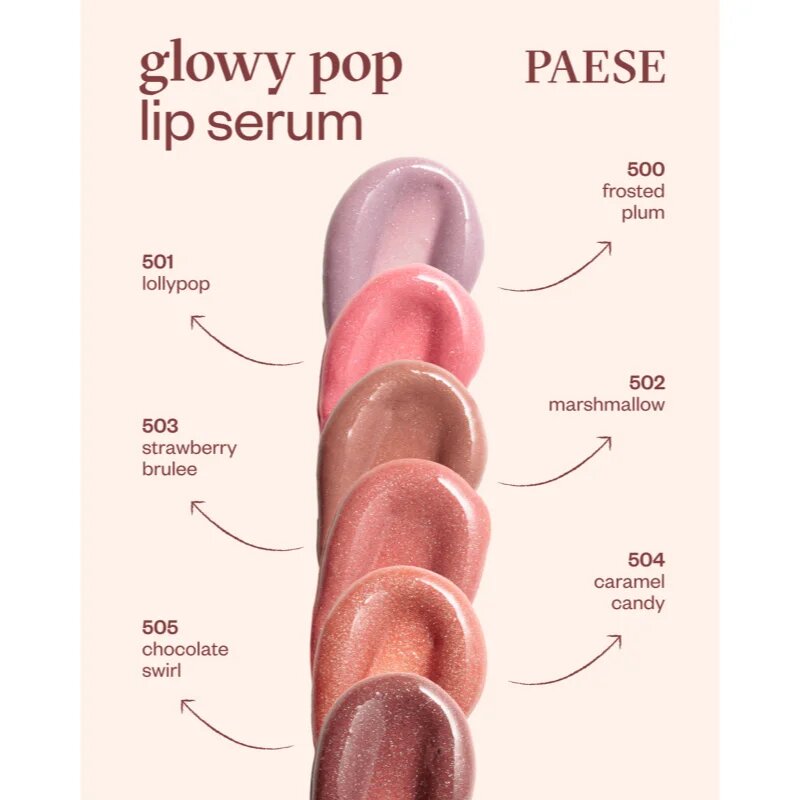 Paese Glowy Pop Lip Serum tápláló szájfény tápláló hatással árnyalat 500 Frosted Plum 2.2 g