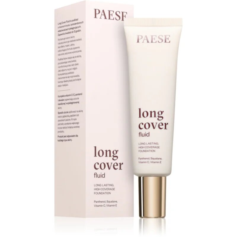 Paese Long Cover Fluid Tube Foundation Magas fedésű alapozó árnyalat 00 nude 30 ml
