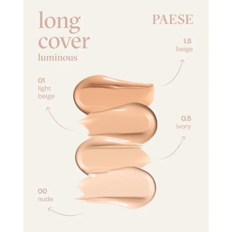 Paese Long Cover Luminous Foundation élénkítő make-up árnyalat 1.0 light beige 30 ml