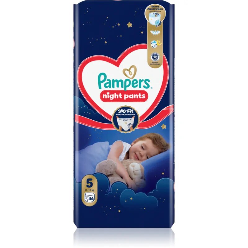 Pampers Night Pants Size 5 eldobható nadrágpelenkák éjszakára 11-17 kg 46 db