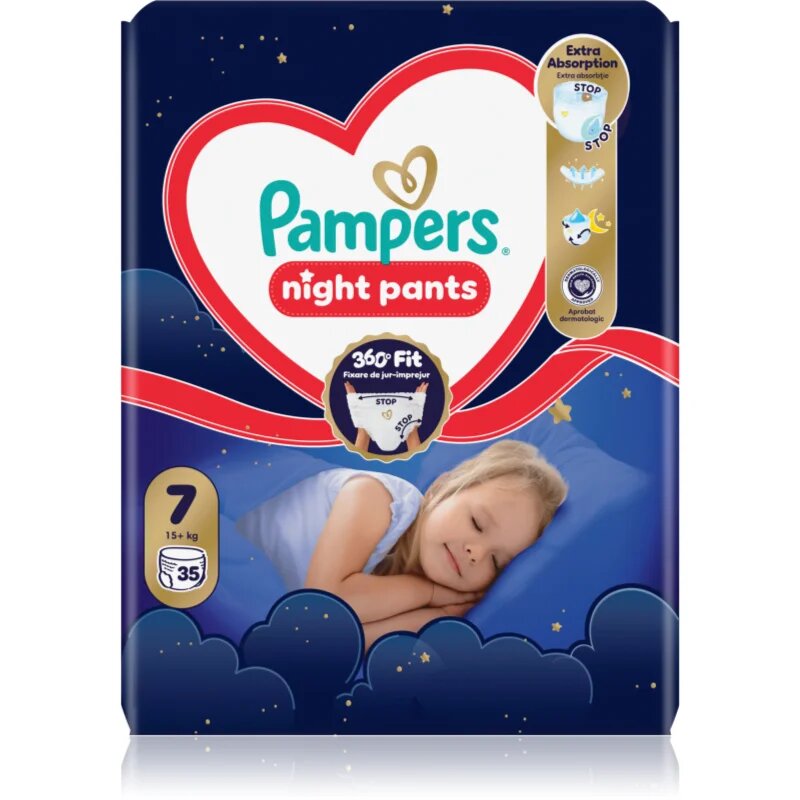 Pampers Night Pants Size 7 eldobható nadrágpelenkák éjszakára 15+ kg 35 db