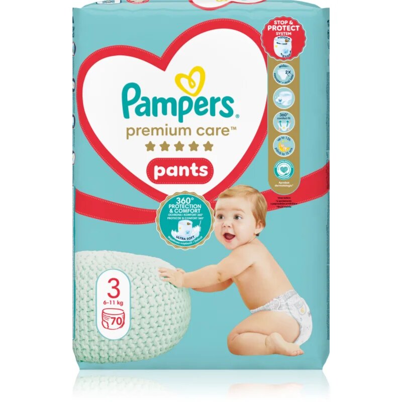 Pampers Premium Care Pants Size 3 eldobható nadrágpelenkák 6-11 kg 70 db