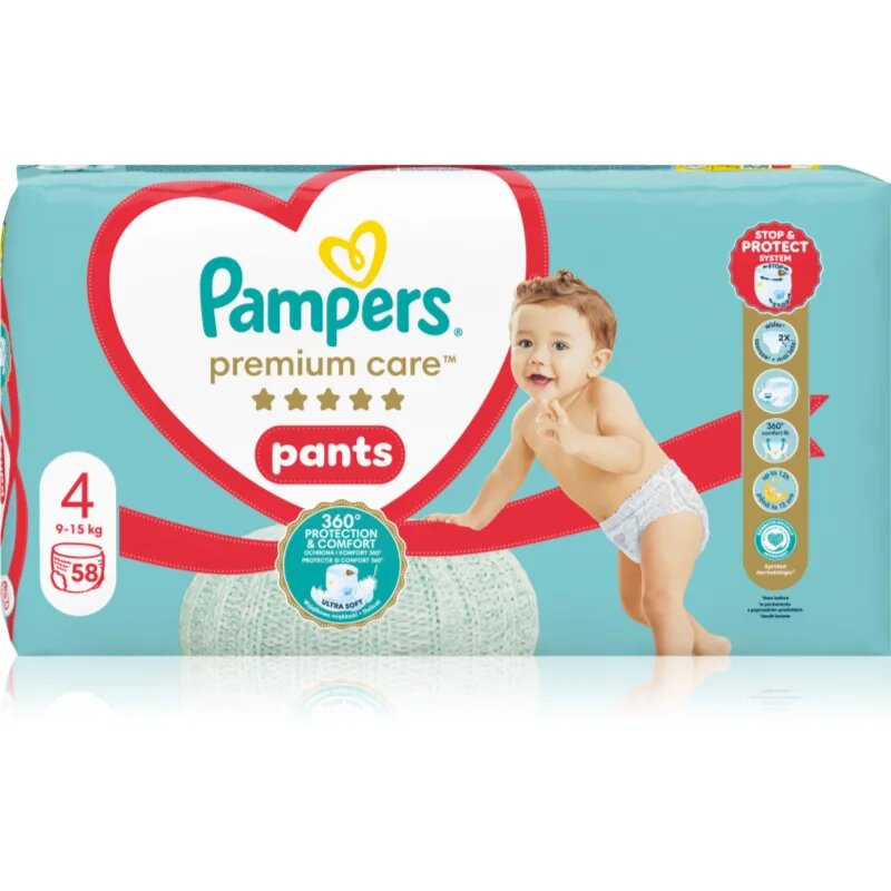 Pampers Premium Care Pants Size 4 eldobható nadrágpelenkák 9-15 kg 58 db