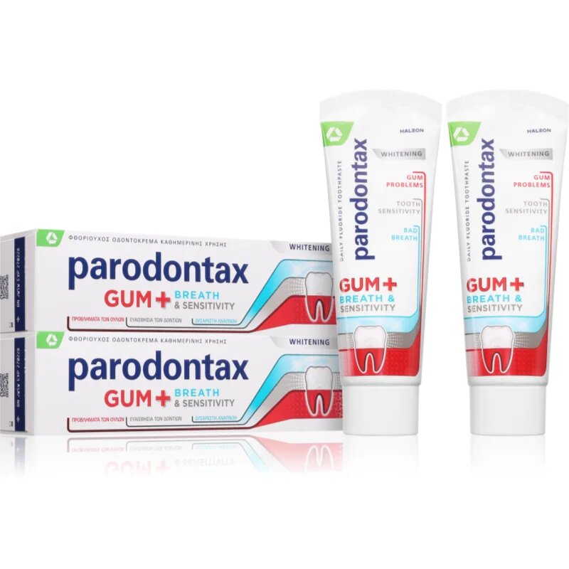 Parodontax Gum And Sens Whitening fehérítő fogkrém a fogakra 2x75 ml