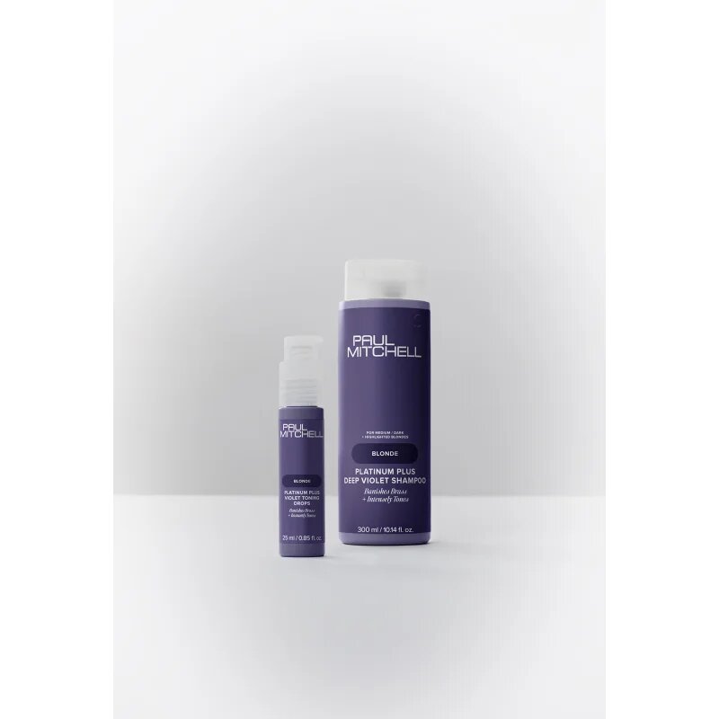 Paul Mitchell Blonde Platinum Plus Deep Violet Shampoo lila sampon semlegesíti a sárgás tónusokat 300 ml