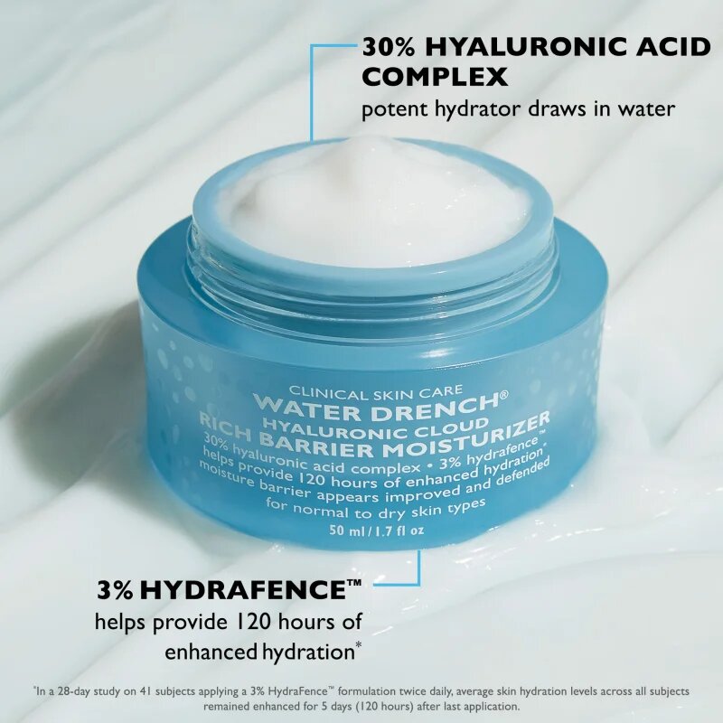 Peter Thomas Roth Water Drench Hyaluronic Cloud Rich Barrier Moisturizer gazdag hidratáló krém a bőrréteg megújítására 50 ml