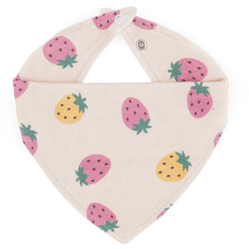 Petite&Mars Bandana Luke 3m+ előke Beige Strawberies&Dusty Rose 2 db