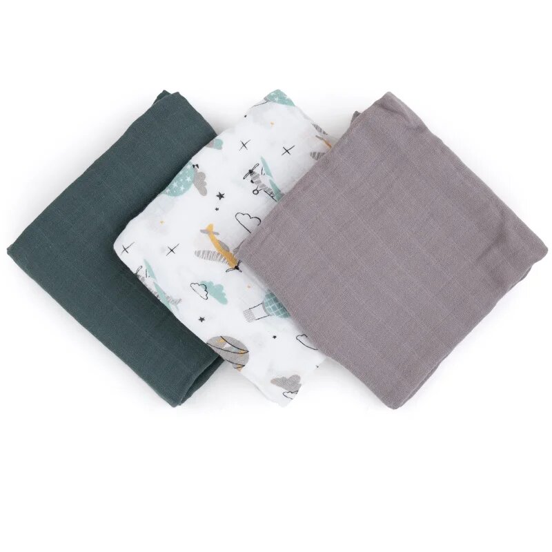 Petite&Mars Moussy mosható pelenkák Grey Planes 68 x 68 cm 3 db