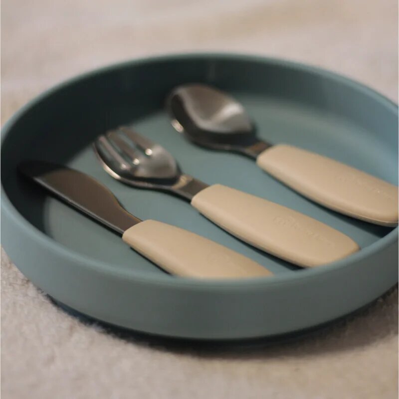 Petite&Mars Take&Match Stainless Steel Cutlery Set étkészlet gyermekeknek Sweet Pea 12m+ 3 db