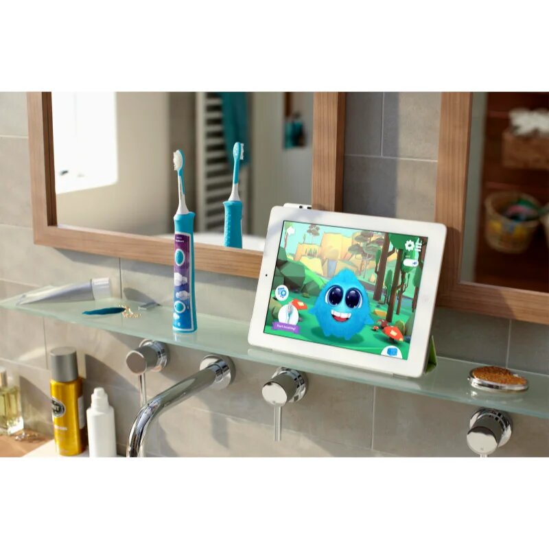 Philips Sonicare For Kids HX6322/04 szónikus elektromos gyermek fogkefék Bluetooth összeköttetéssel Aqua 1 db