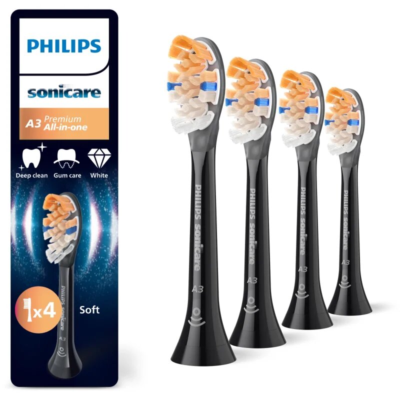 Philips Sonicare Premium All-in-One HX9094/88 csere fejek a fogkeféhez Black 4 db