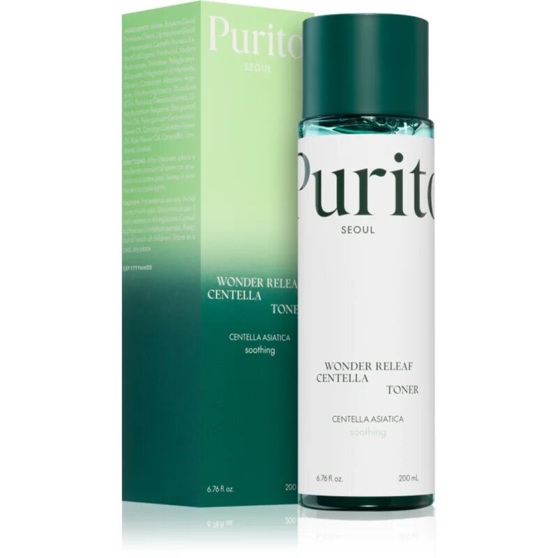 Purito Wonder Releaf Centella Toner hidratáló tonik az érzékeny bőr megnyugtatásához és erősítéséhez 200 ml