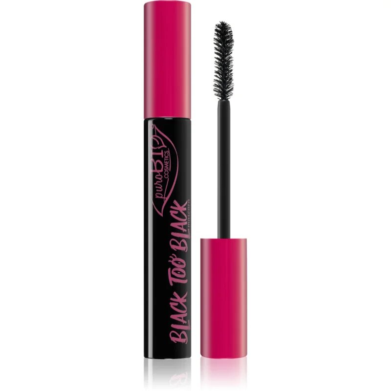 puroBIO Cosmetics Black too Black dúsító és ápoló szempillaspirál 9.9 ml