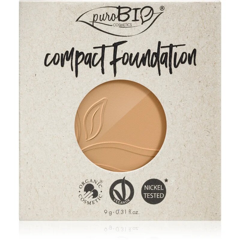 puroBIO Cosmetics Compact Foundation kompakt púderes alapozó utántöltő SPF 10 árnyalat 03 9 g