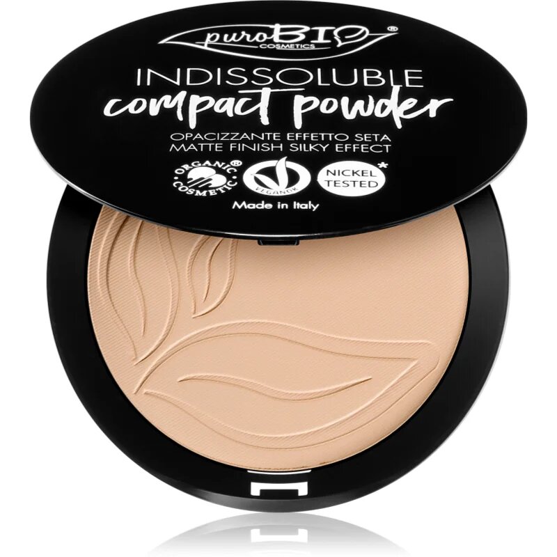 puroBIO Cosmetics Indissouble kompakt púder matt hatással árnyalat 02 9 g