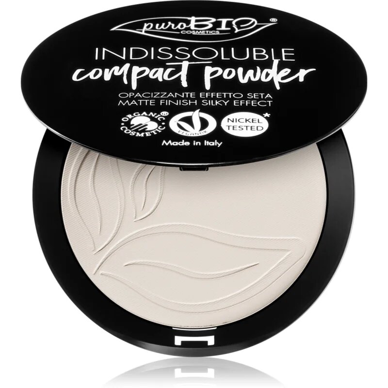 puroBIO Cosmetics Indissouble kompakt púder matt hatással árnyalat T00 9 g