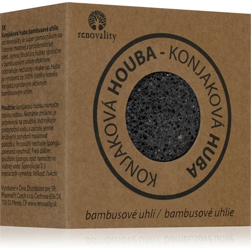Renovality Konjac mushroom bamboo charcoal tisztító szivacs a problémás bőrre 7x4 cm