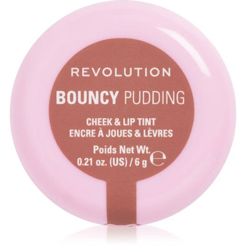 Revolution Bouncy Pudding Lip & Cheek multifunkcionális smink ajkakra és arcra árnyalat Hazy Nude 6 g