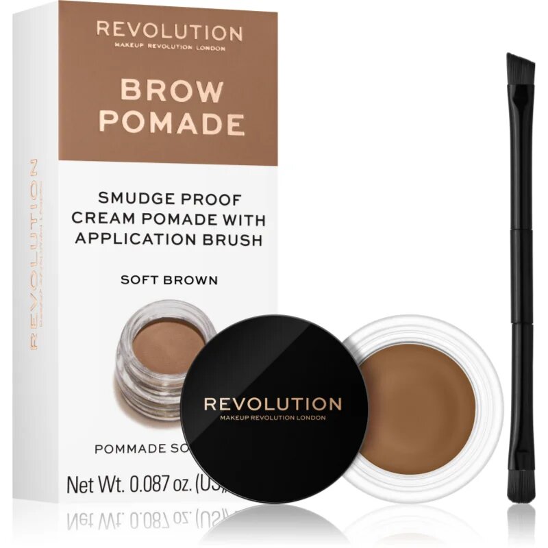 Revolution Brow Pomade szemöldök pomádé árnyalat Soft Brown 2.5 g